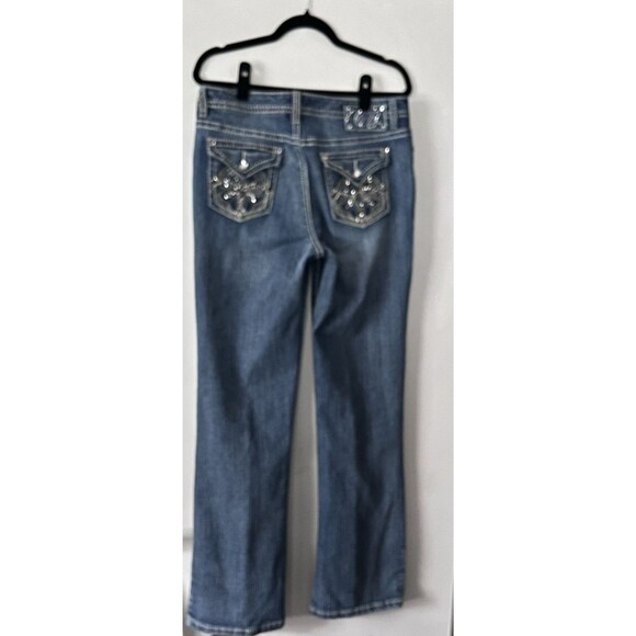 Y2K Women's Size 12 Embellished Bootcut Denim Jeans Western Glam Cowgirl Chic - Picture 2 of 3